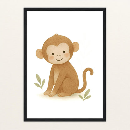 Aki der Affe Poster mit Holzrahmen von tinylearner