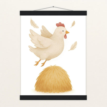 Hanni das Huhn - Motiv: "Heu" Poster mit Leisten von tinylearner