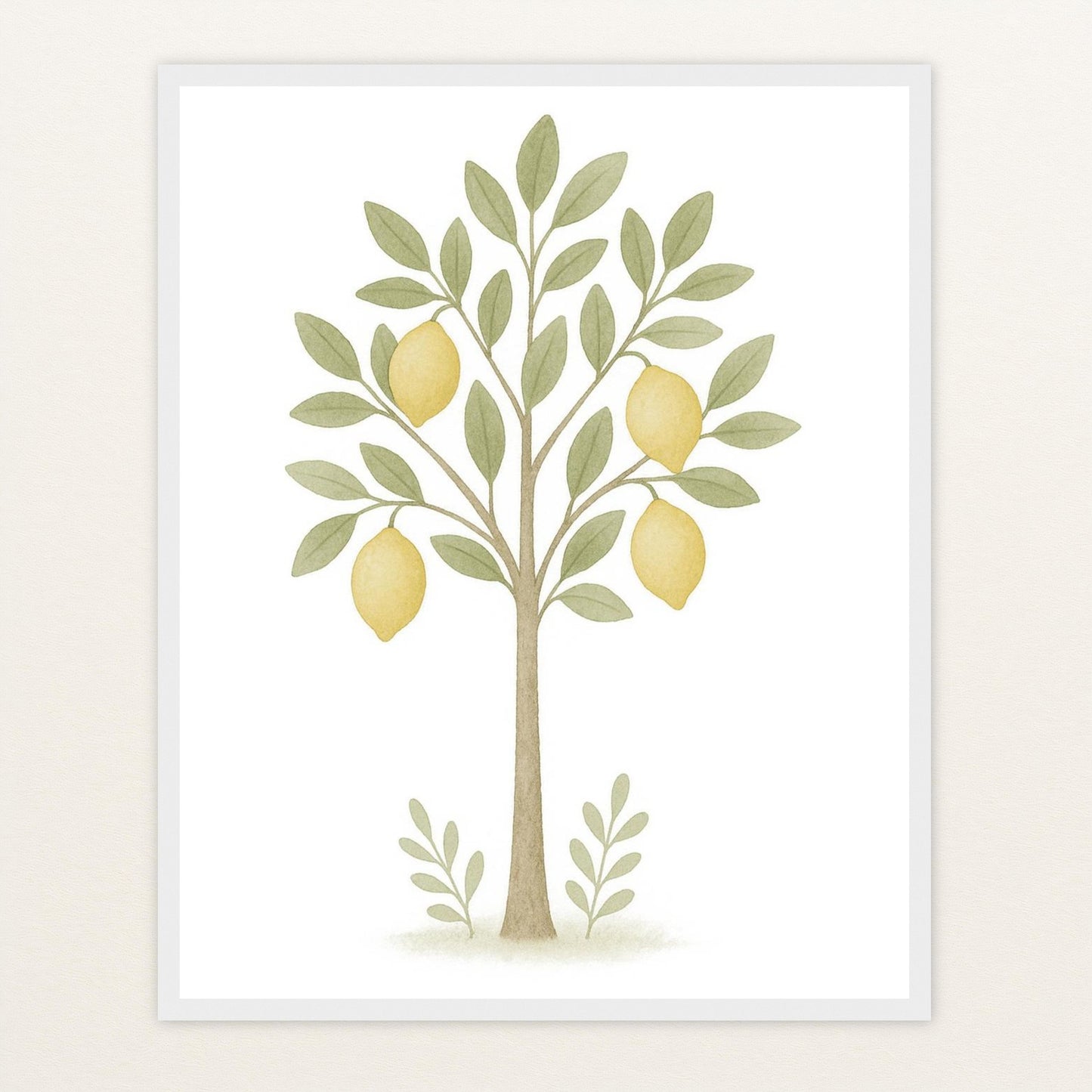 Zitronenbaum Poster mit Holzrahmen von tinylearner