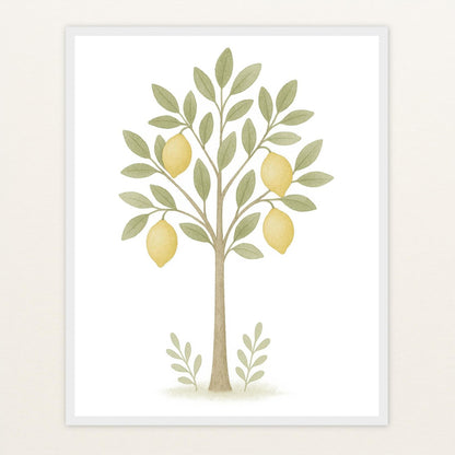 Zitronenbaum Poster mit Holzrahmen von tinylearner