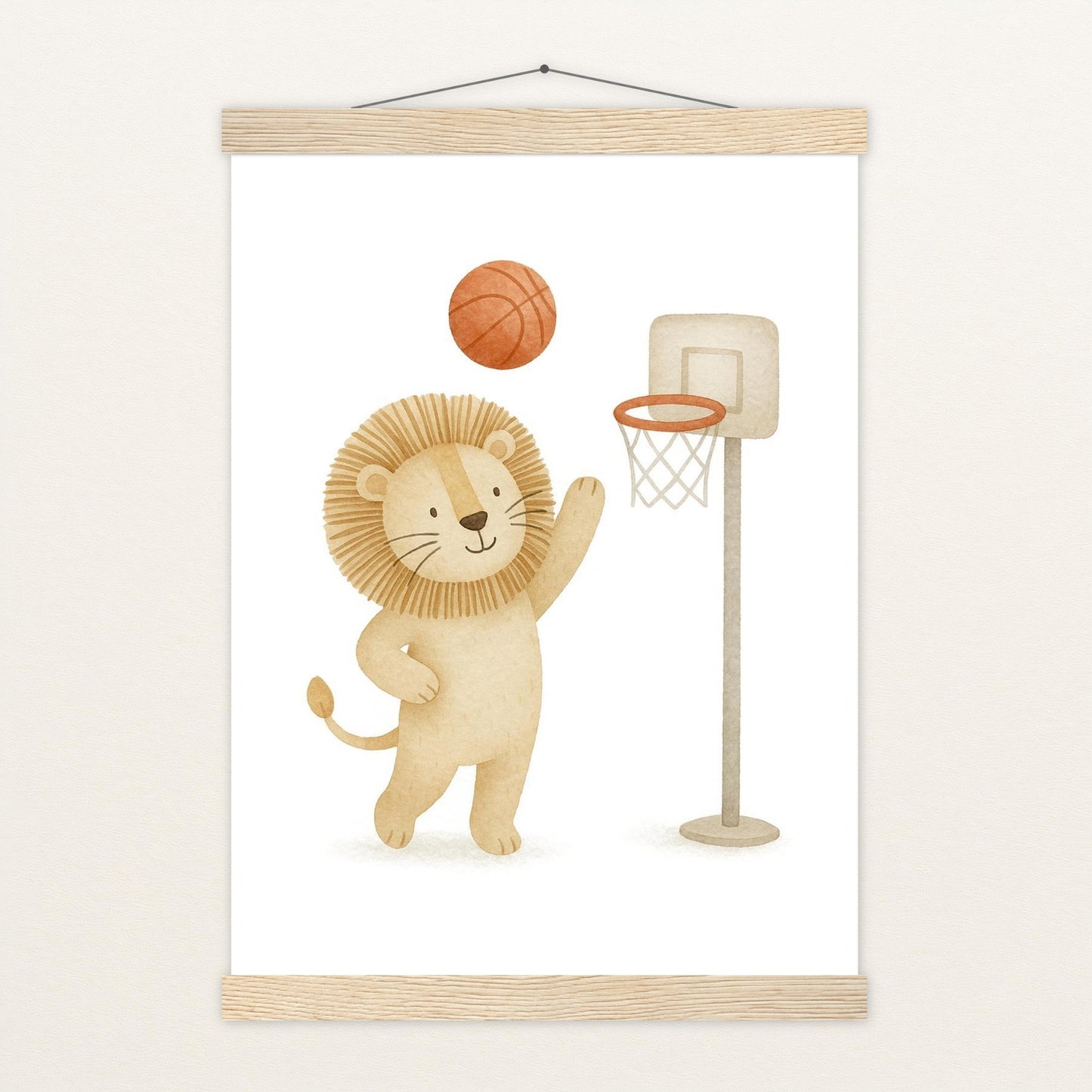 Leo der Löwe - Motiv: "Basketball" Poster mit Leisten von tinylearner