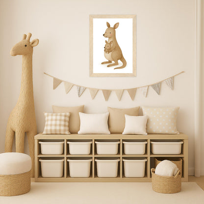 Kängu das Känguru Poster mit Holzrahmen von tinylearner