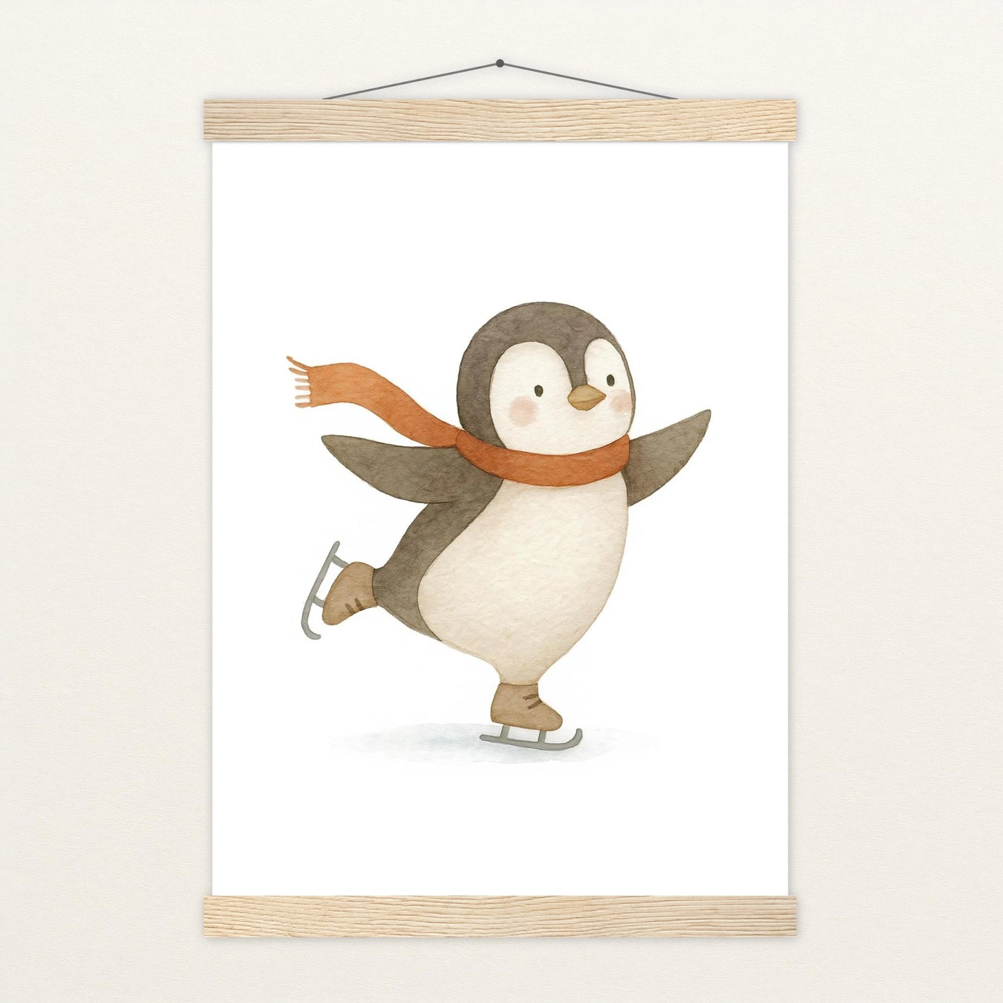 Pia der Pinguin - Motiv: "Eislaufen" Poster mit Leisten von tinylearner