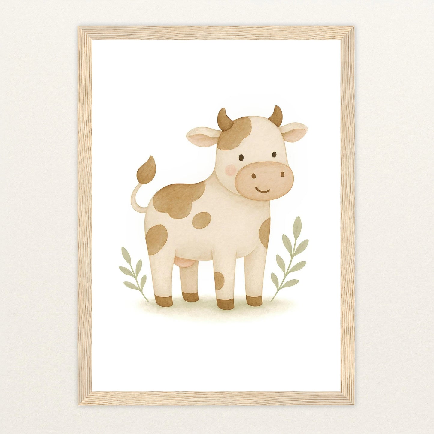 Klara die Kuh Poster mit Holzrahmen von tinylearner