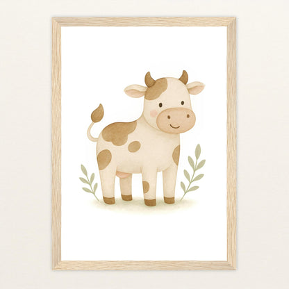 Klara die Kuh Poster mit Holzrahmen von tinylearner