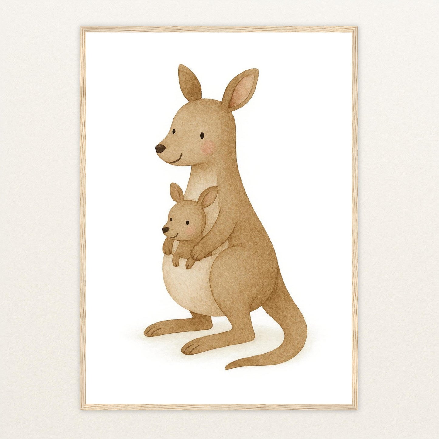 Kängu das Känguru Poster mit Holzrahmen von tinylearner