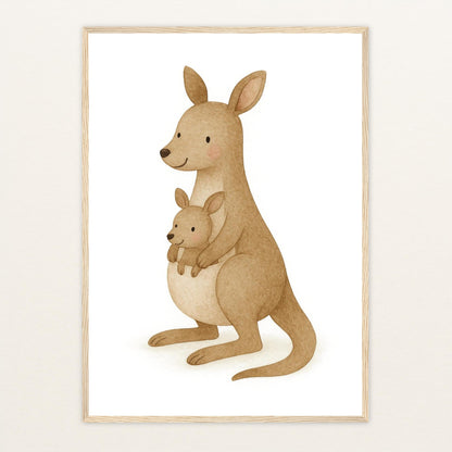 Kängu das Känguru Poster mit Holzrahmen von tinylearner