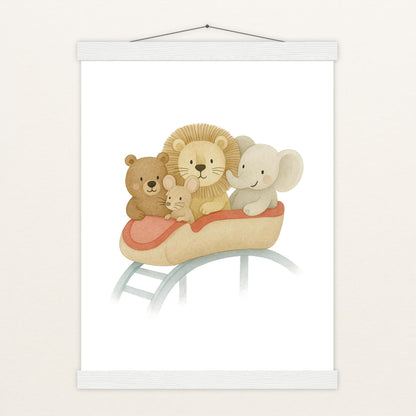 Tierfreunde - Motiv: "Achterbahn" Poster mit Leisten von tinylearner