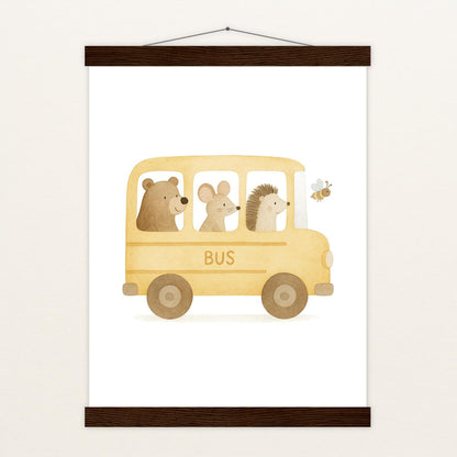 Tierfreunde - Motiv: "Schulbus" Poster mit Leisten von tinylearner