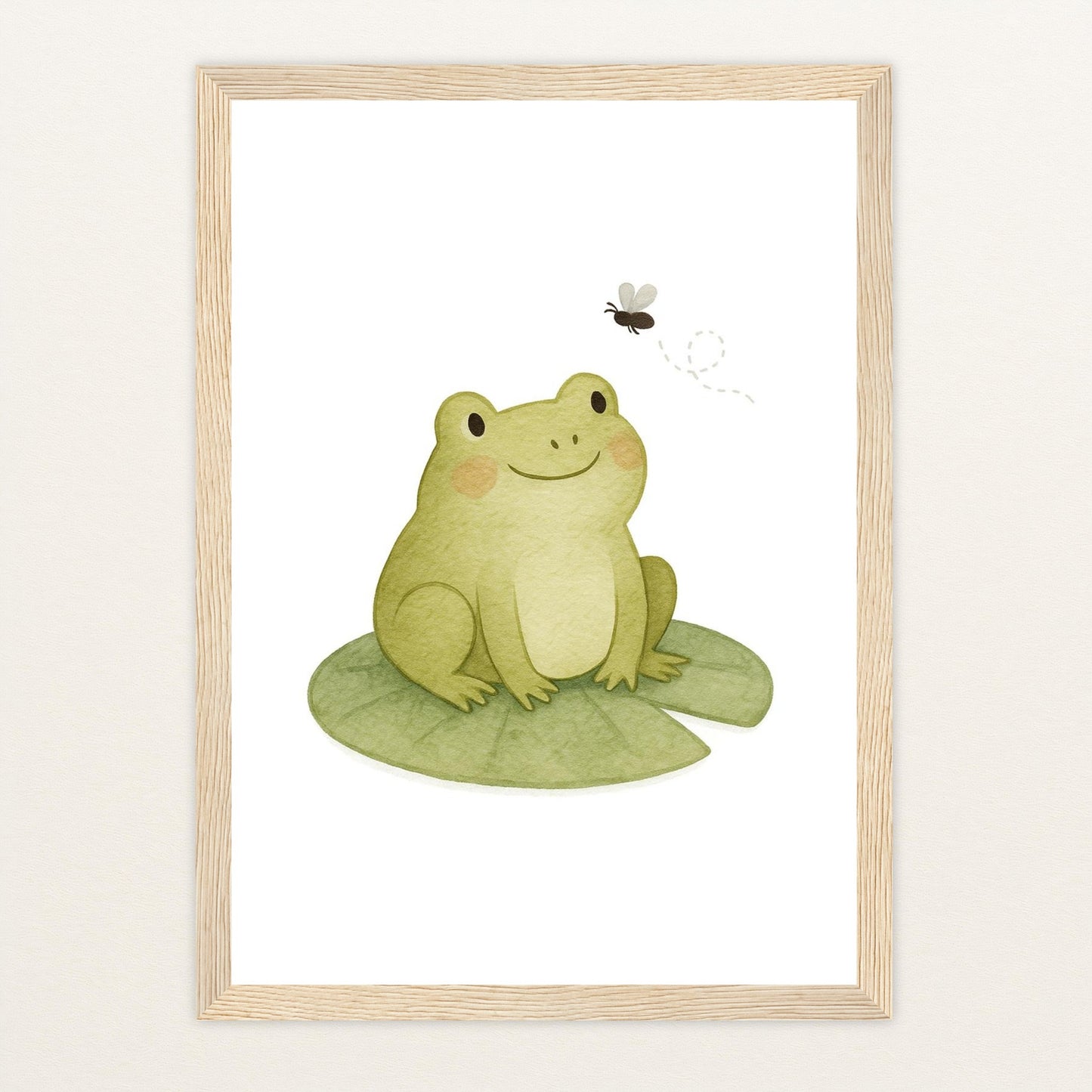 Flocke der Frosch - Motiv: "Fliege" Poster mit Holzrahmen von tinylearner