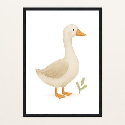 Gusi die Gans Poster mit Holzrahmen von tinylearner