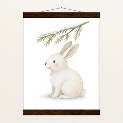 Sina der Schneehase - Motiv: "Nadelzweig" Poster mit Leisten von tinylearner