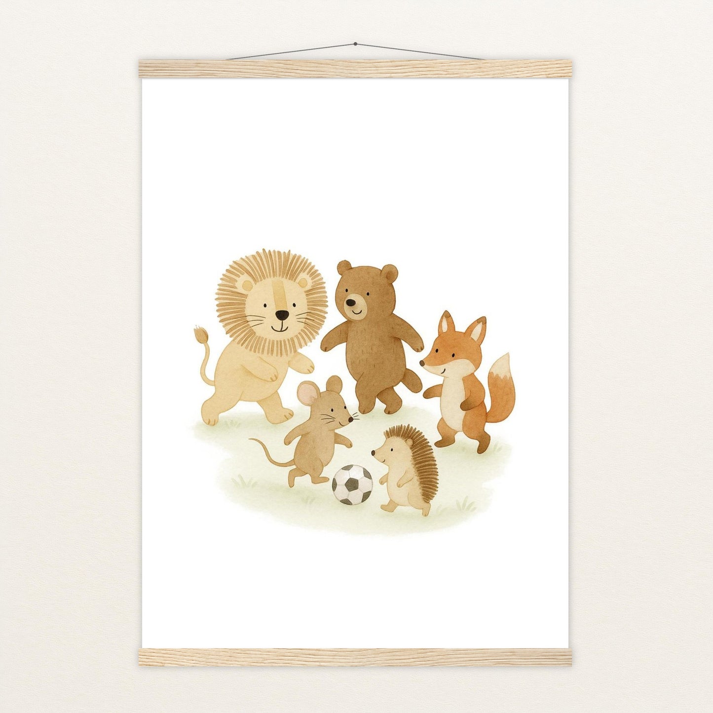 Tierfreunde - Motiv: "Fußball" Poster mit Leisten von tinylearner