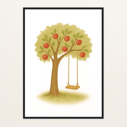 Apfelbaum Poster mit Holzrahmen von tinylearner