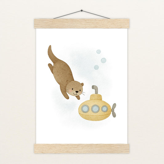 Otti der Otter - Motiv: "U-Boot" Poster mit Leisten von tinylearner