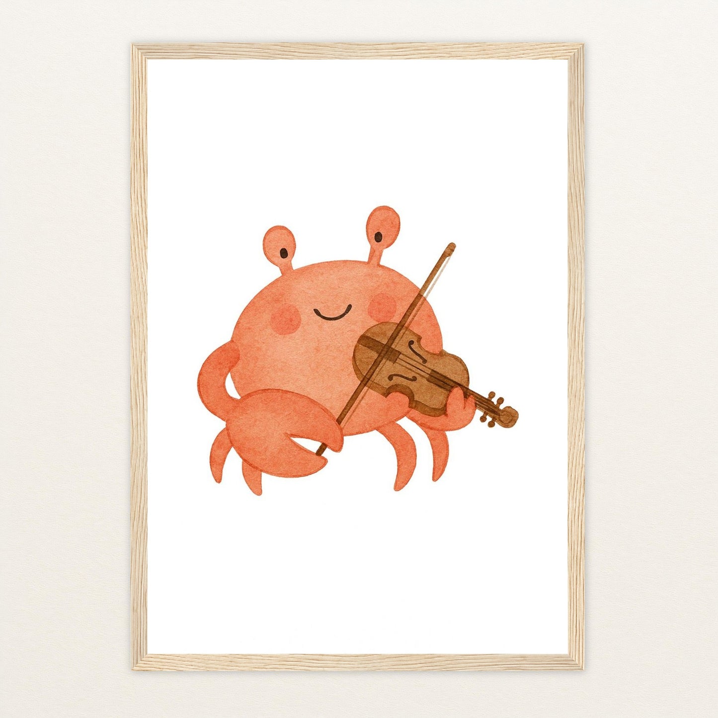 Krabbi der Krebs - Motiv: "Geige" Poster mit Holzrahmen von tinylearner