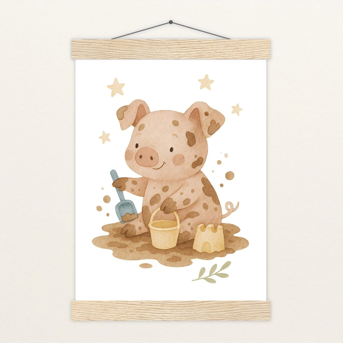 Susi das Schwein - Motiv: "Sandkasten" Poster mit Leisten von tinylearner