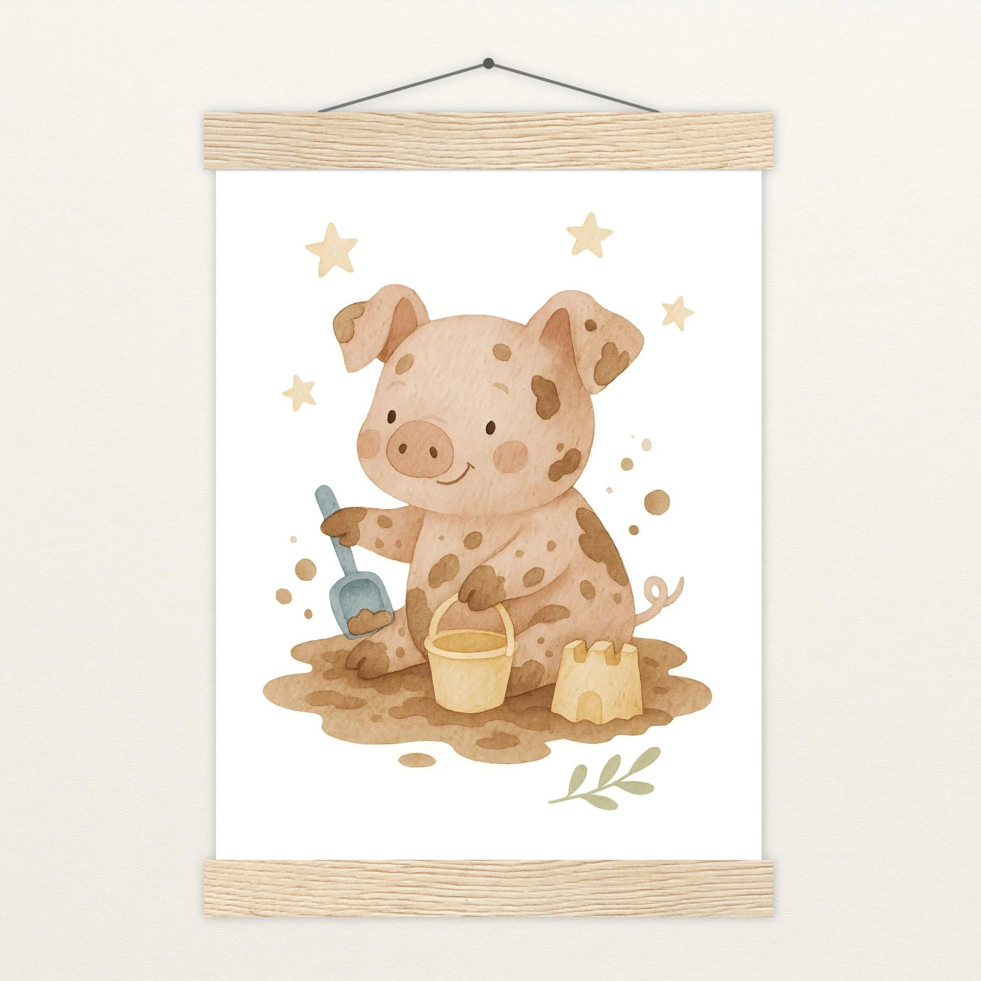 Susi das Schwein - Motiv: "Sandkasten" Poster mit Leisten von tinylearner