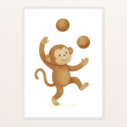 Aki der Affe - Motiv: "Kokosnuss" Poster mit Holzrahmen von tinylearner