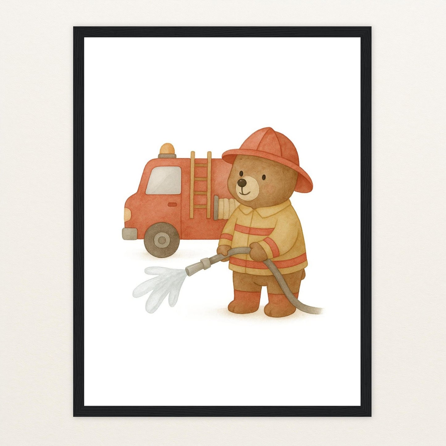 Balu der Bär - Motiv: "Feuerwehr" Poster mit Holzrahmen von tinylearner