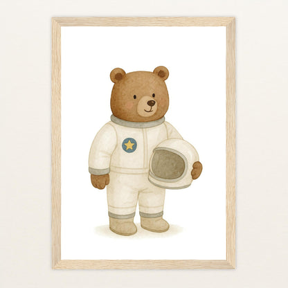 Balu der Bär - Motiv: "Astronaut" Poster mit Holzrahmen von tinylearner