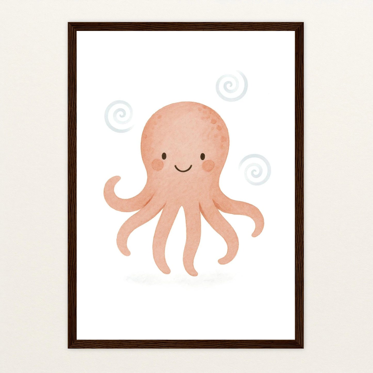 Tilli der Tintenfisch Poster mit Holzrahmen von tinylearner