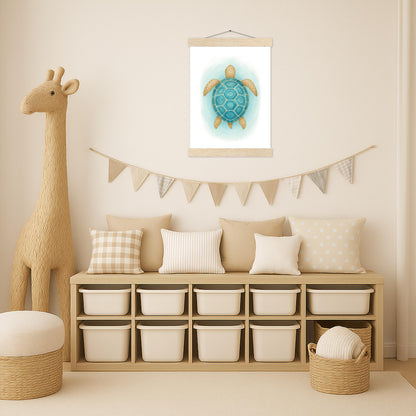 Sora die Schildkröte - Motiv: "Treiben" Poster mit Leisten von tinylearner