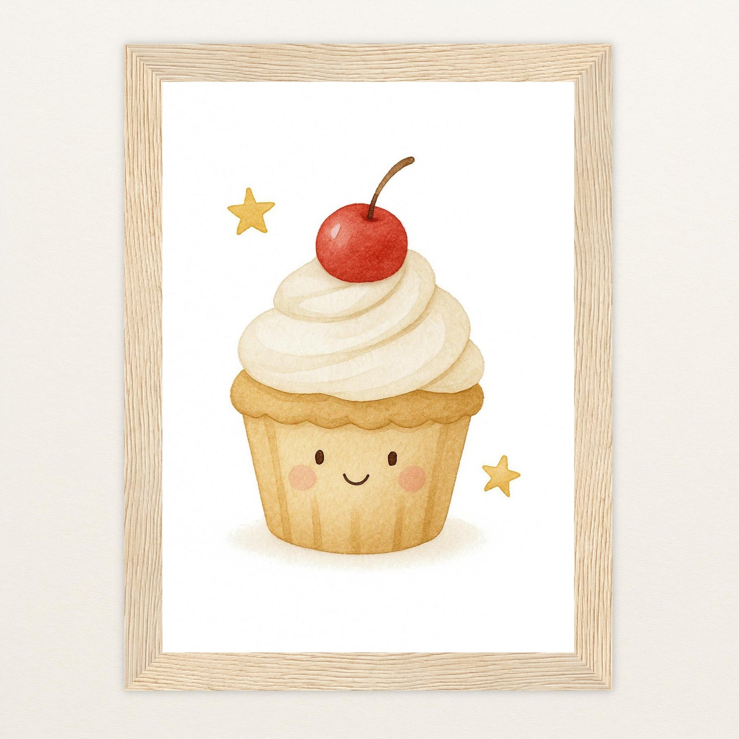 Süßes: Cupcake Poster mit Holzrahmen von tinylearner