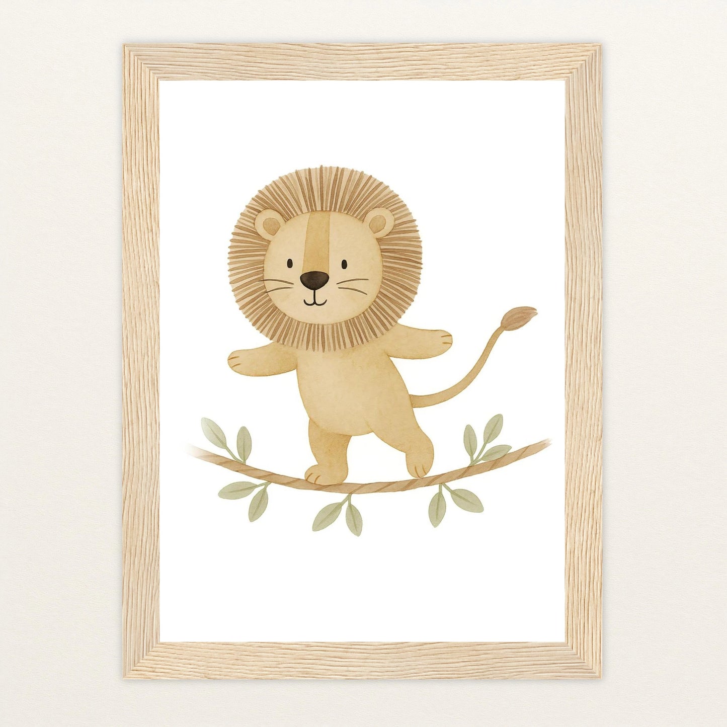 Leo der Löwe - Motiv: "Seiltanz" Poster mit Holzrahmen von tinylearner