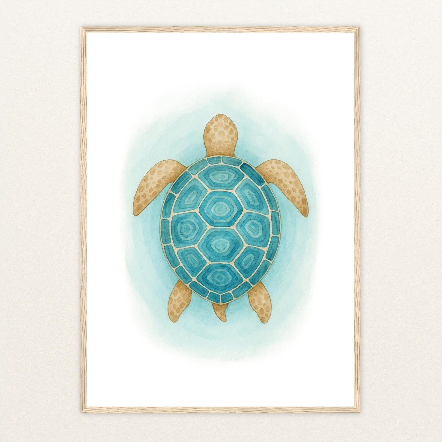 Sora die Schildkröte - Motiv: "Treiben" Poster mit Holzrahmen von tinylearner