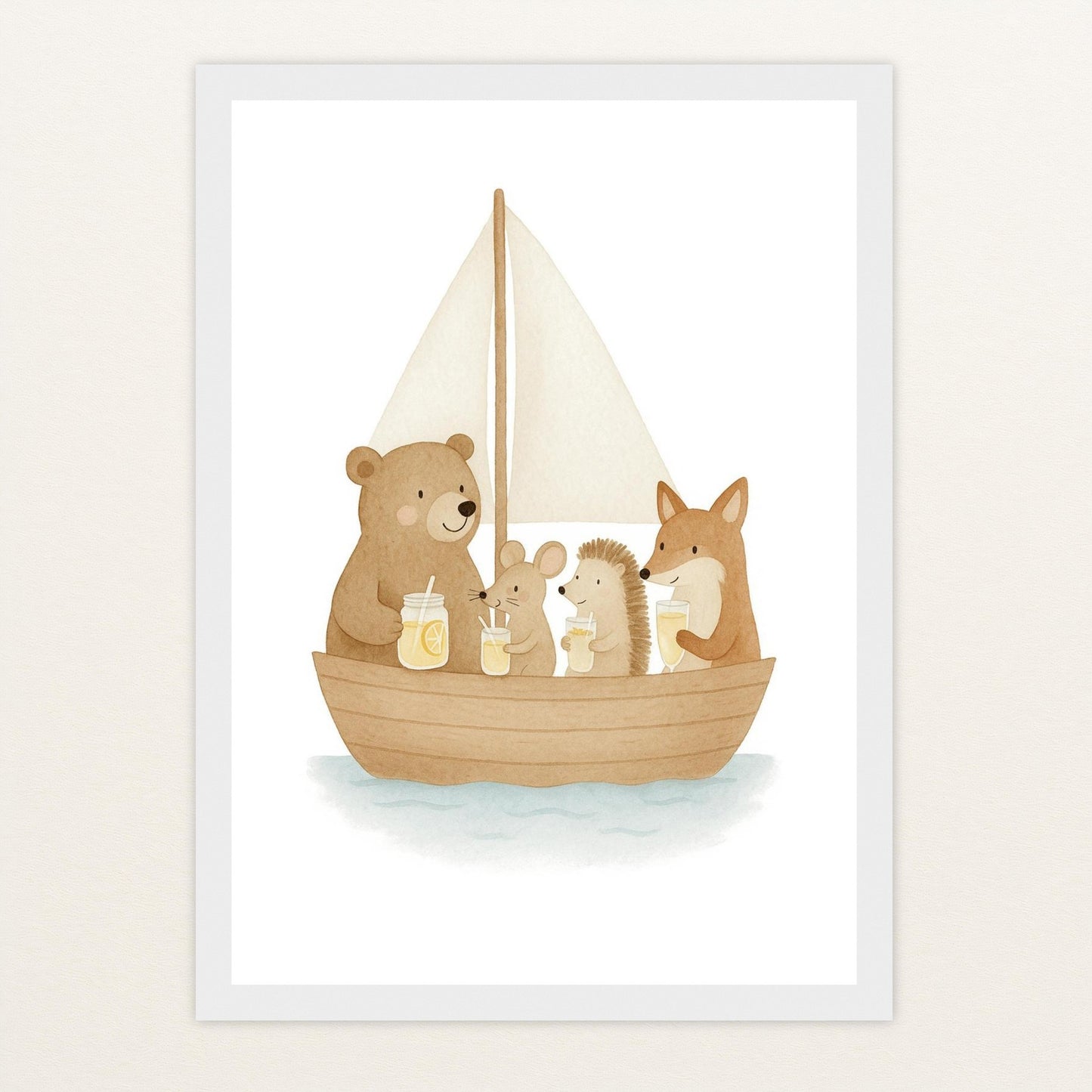Tierfreunde - Motiv: "Segelschiff" Poster mit Holzrahmen von tinylearner