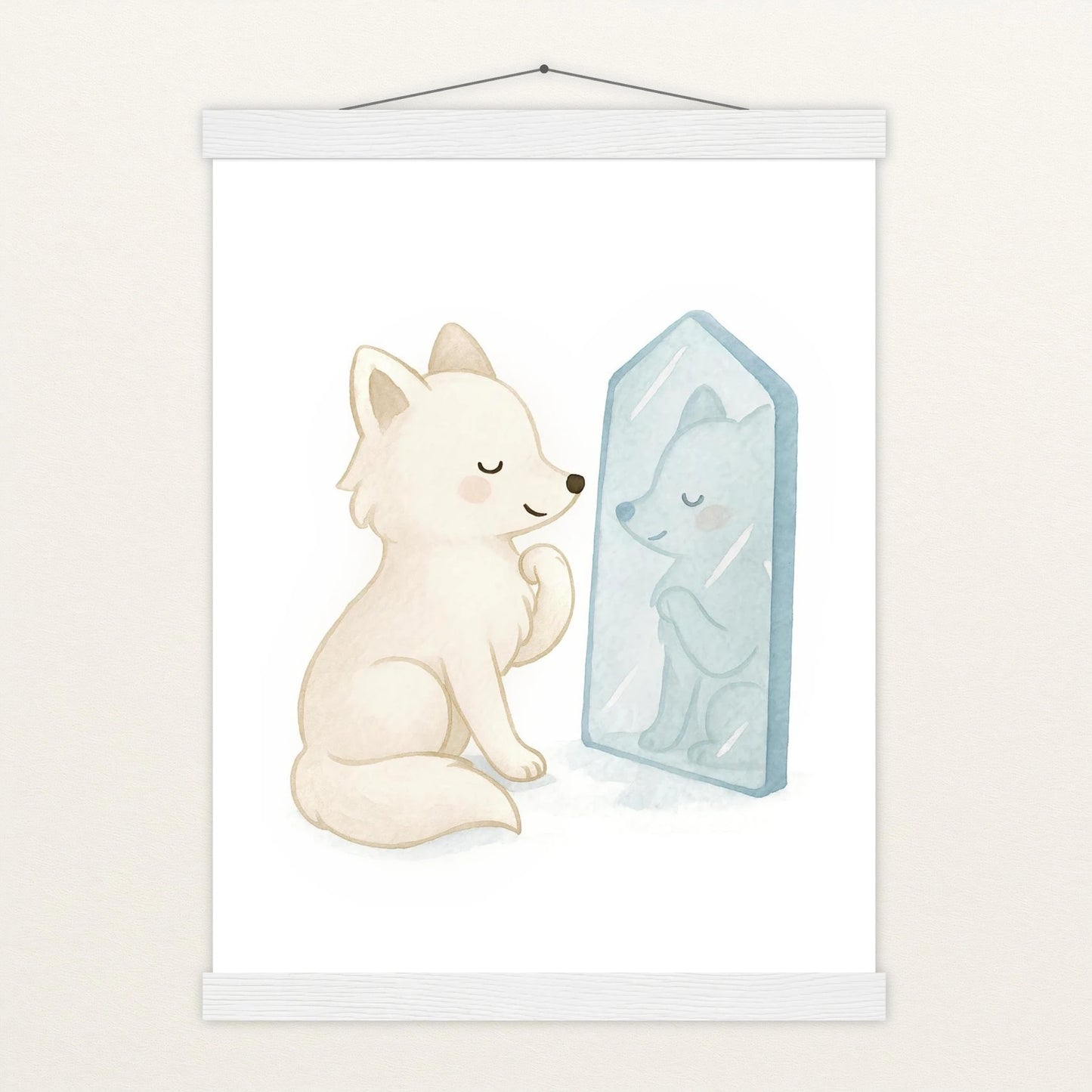 Pino der Polarfuchs - Motiv: "Spiegel" Poster mit Leisten von tinylearner