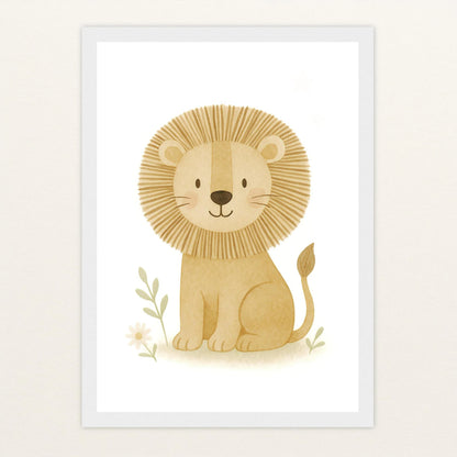 Leo der Löwe Poster mit Holzrahmen von tinylearner