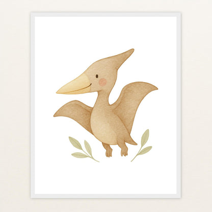Dinosaurier Pteranodon Poster mit Holzrahmen von tinylearner
