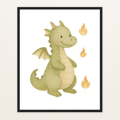 Drax der Drache Poster mit Holzrahmen von tinylearner