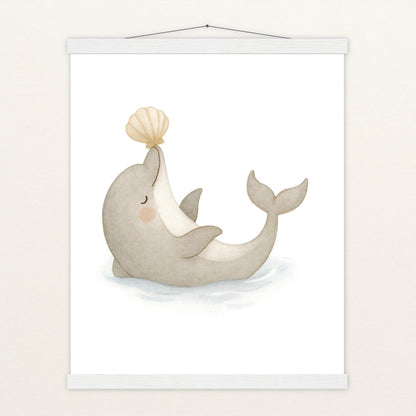 Dora der Delfin - Motiv: "Muschel" Poster mit Leisten von tinylearner