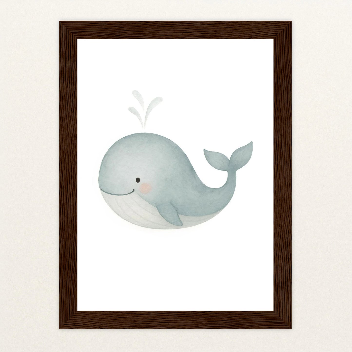 Willi der Wal Poster mit Holzrahmen von tinylearner