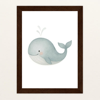 Willi der Wal Poster mit Holzrahmen von tinylearner