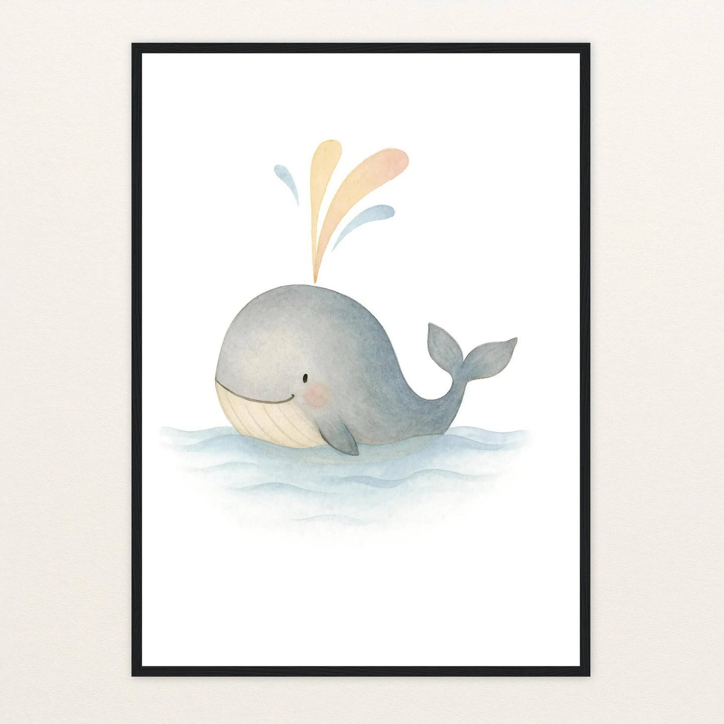 Willi der Wal - Motiv: "Freude" Poster mit Holzrahmen von tinylearner