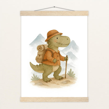 Dinosaurier T-Rex - Motiv: "Wandern" Poster mit Leisten von tinylearner