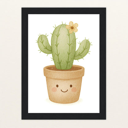 Kaktus Poster mit Holzrahmen von tinylearner