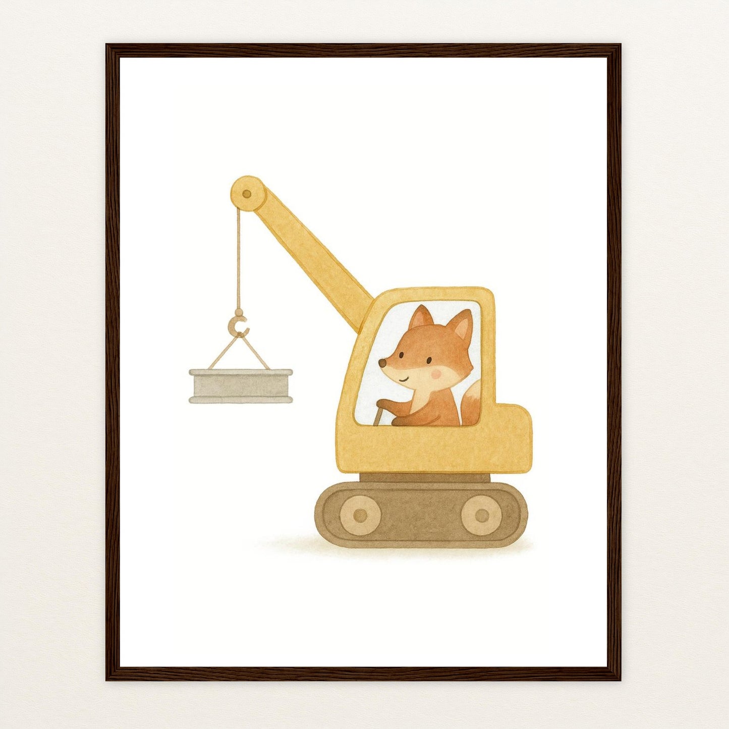 Finnegan der Fuchs - Motiv: "Kran" Poster mit Holzrahmen von tinylearner
