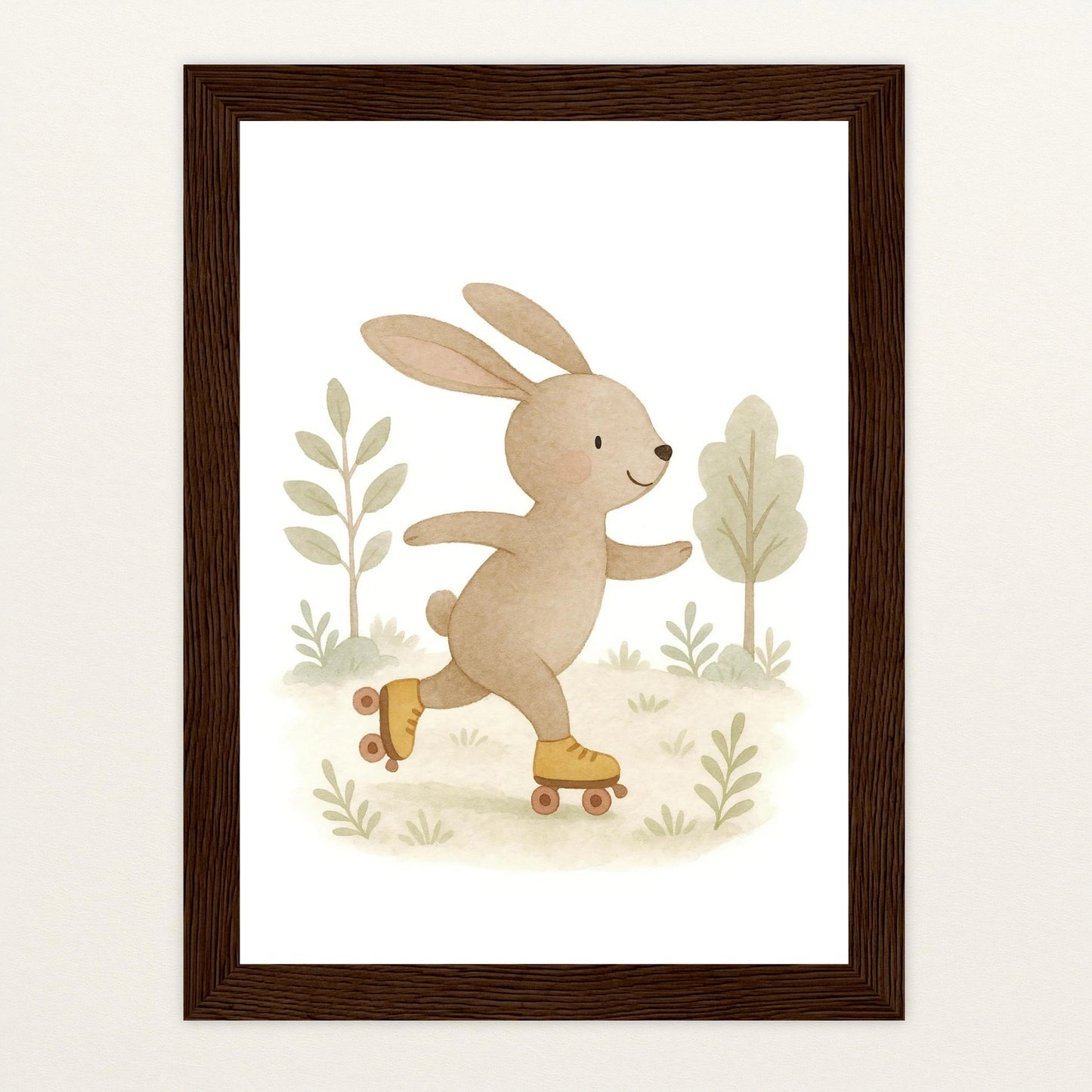 Holly der Hase - Motiv: "Rollschuhe" Poster mit Holzrahmen von tinylearner