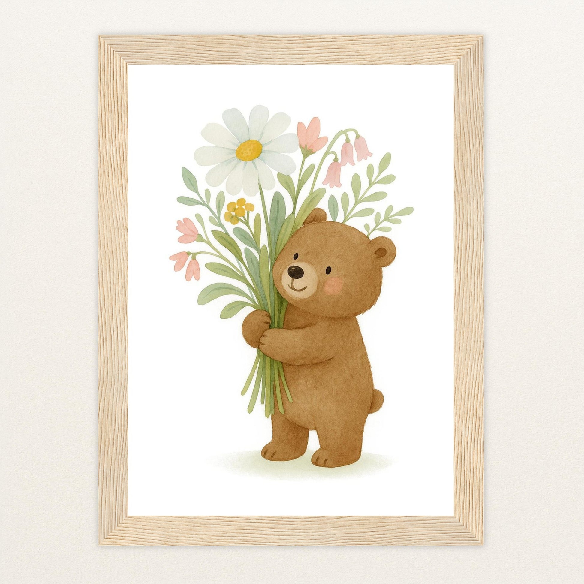Balu der Bär - Motiv: "Blumenstrauß" Poster mit Holzrahmen von tinylearner