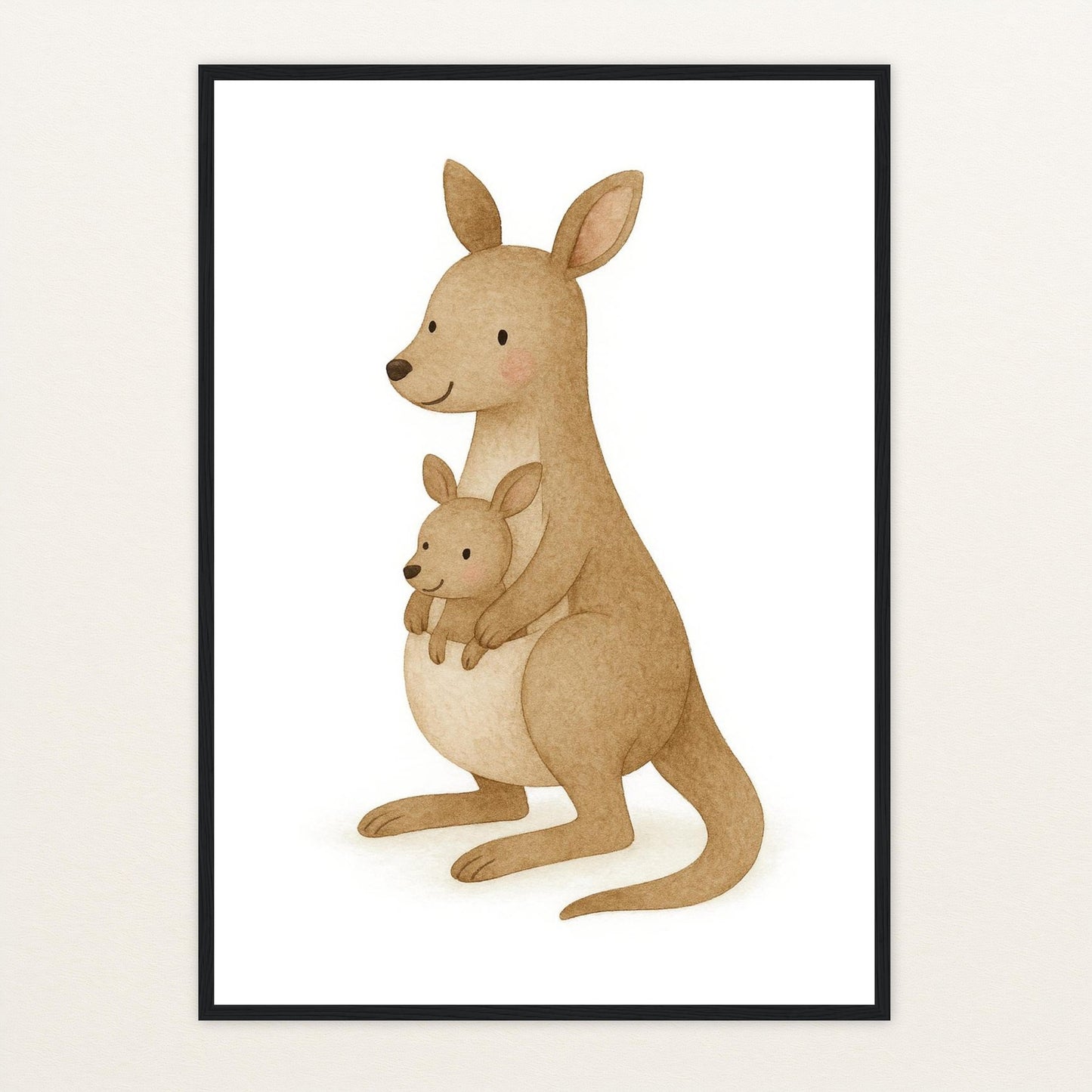 Kängu das Känguru Poster mit Holzrahmen von tinylearner