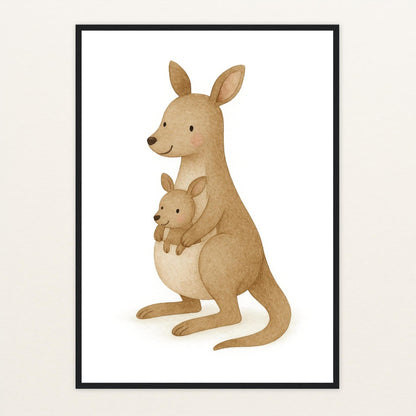 Kängu das Känguru Poster mit Holzrahmen von tinylearner