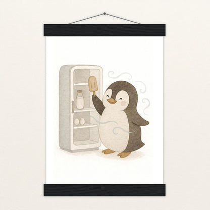 Pia der Pinguin - Motiv: "Eis" Poster mit Leisten von tinylearner