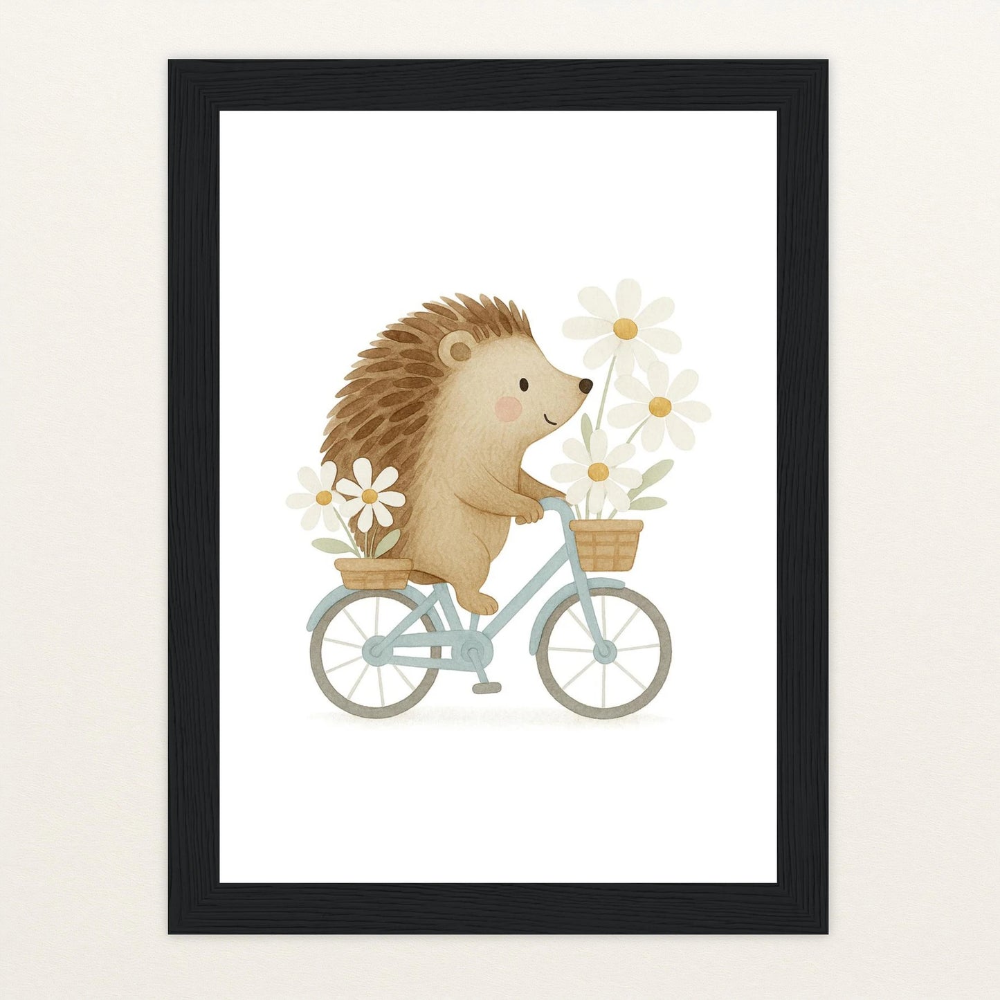 Iggi der Igel - Motiv: "Frühling" Poster mit Holzrahmen von tinylearner