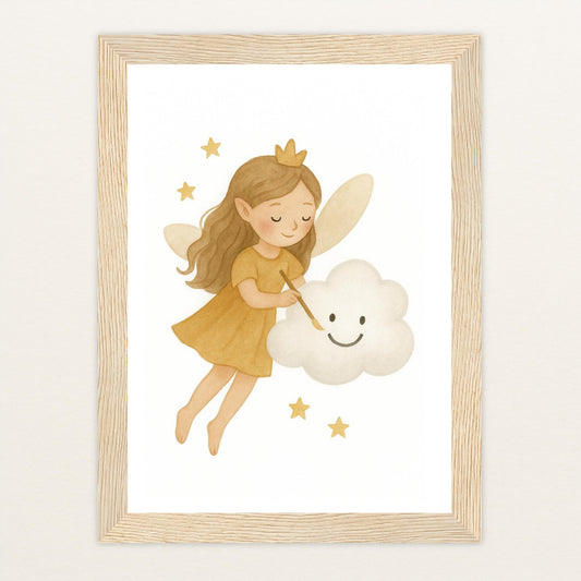 Fina die Fee - Motiv: "Wolke" Poster mit Holzrahmen von tinylearner