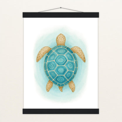 Sora die Schildkröte - Motiv: "Treiben" Poster mit Leisten von tinylearner